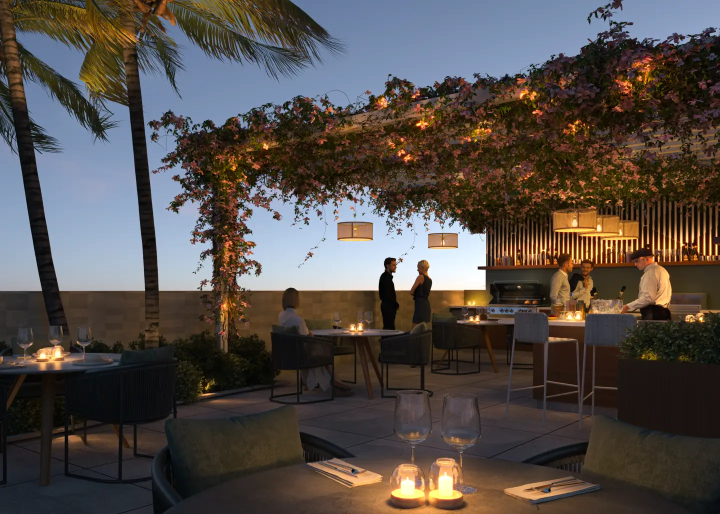 LEV outdoor gourmet lounge and dining terrace