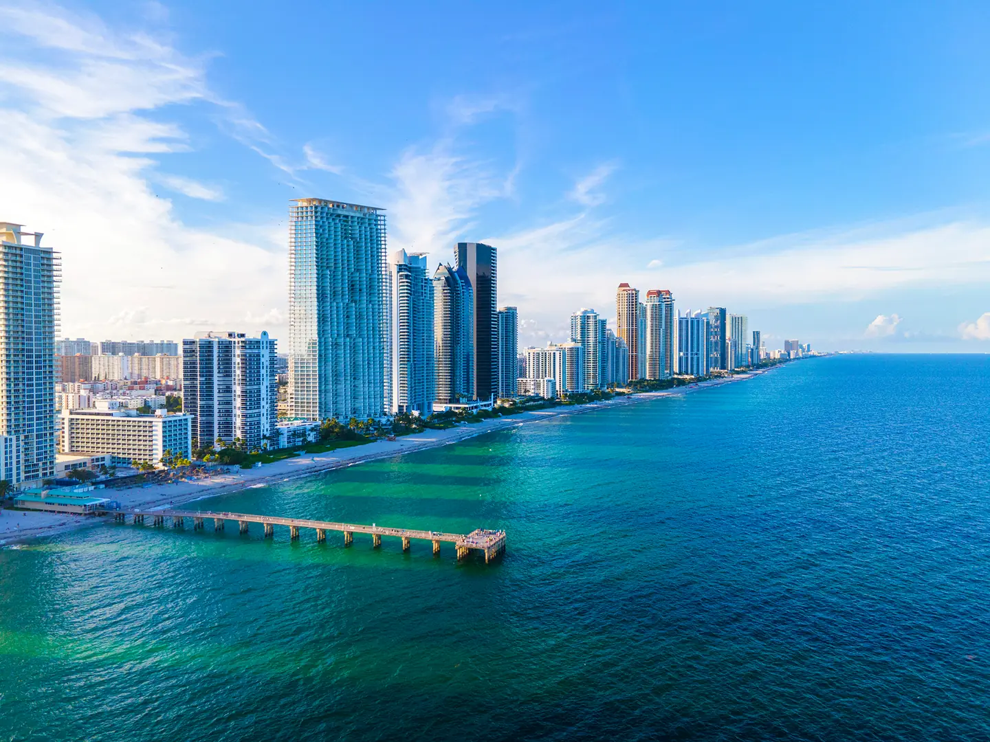 Aerial view of Ojus and South Florida coastline